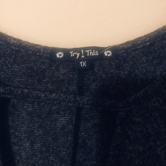 TRY!THIS | Charcoal V-Cut Neck Tunic Dress | 1X - Picture 5 of 9